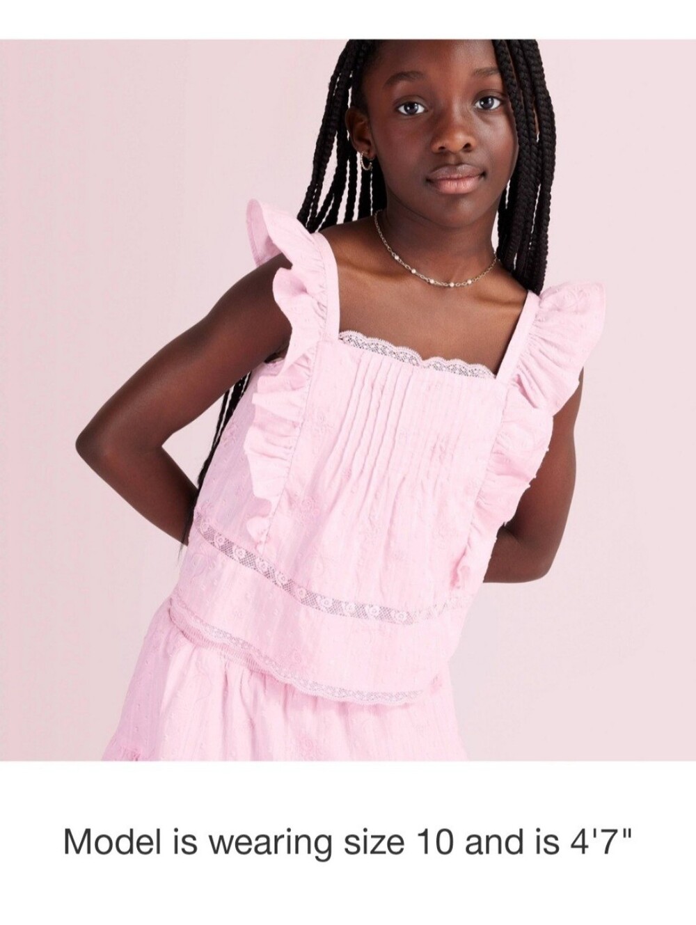 NWT LoveShackFancy x Target Rebecca Rose Embroidered Ruffle Tank Top- Pink- 7 10